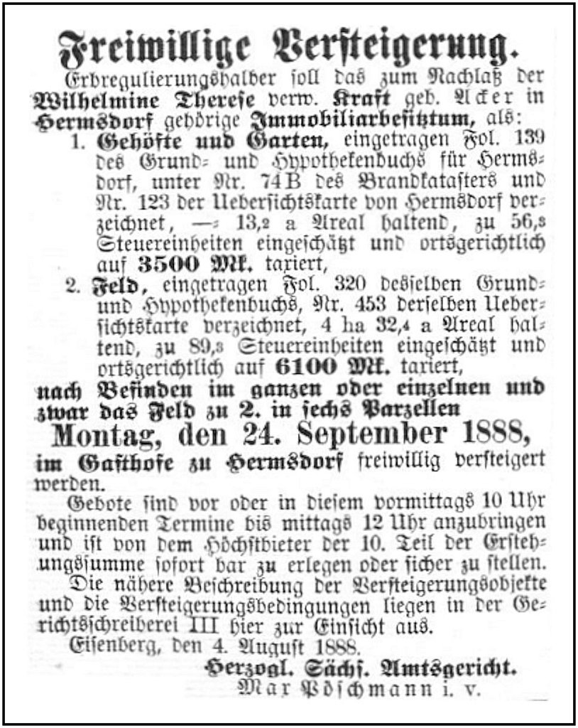 1888-09-24 Hdf Versteigerung Kraft